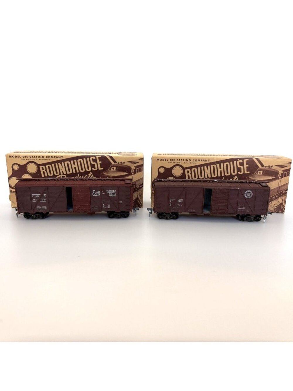 MDC Roundhouse HO 40'  Box Cars Lot 2 Diecast Metal Assembled w/Orig Boxes